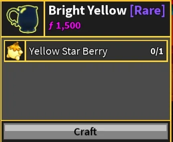 An example crafting screen, here for an Aura color recipe.