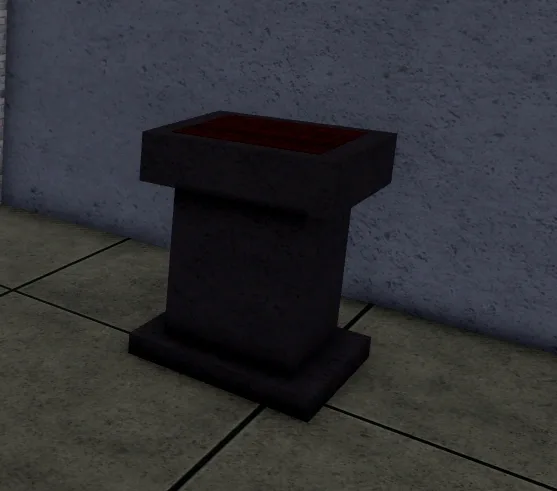The pedestal where the God's Chalice goes, to the right of the entrance