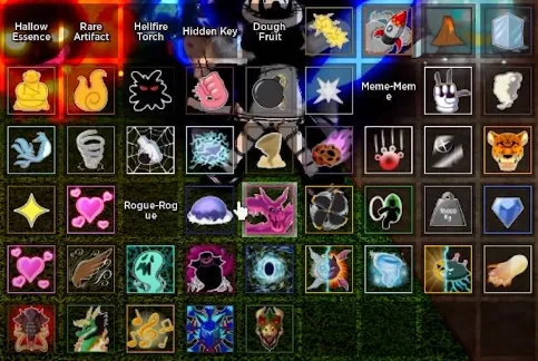 The effect of /krazy: every fruit in the game in the hotbar, seen only on rip_indra and rip_return.