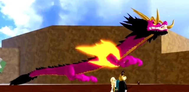 The Pink Dragon, the pink transformed form of Dragon (Classic) granted by the /g pink pink command.