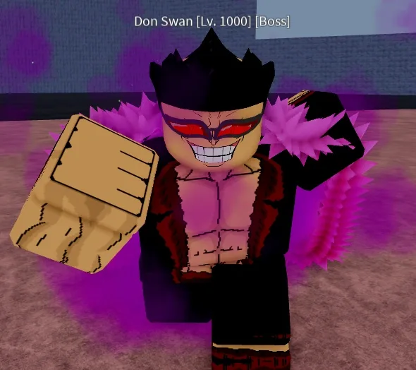 Don Swan in his second form, recognizable by the purple effect around him