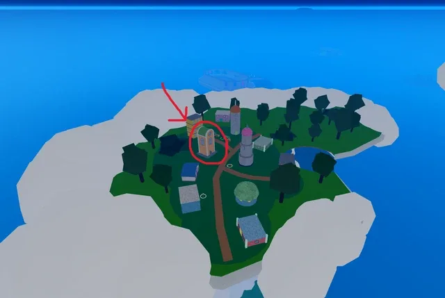 The entrance of the Lower Skylands building hiding the Fudd10 message.