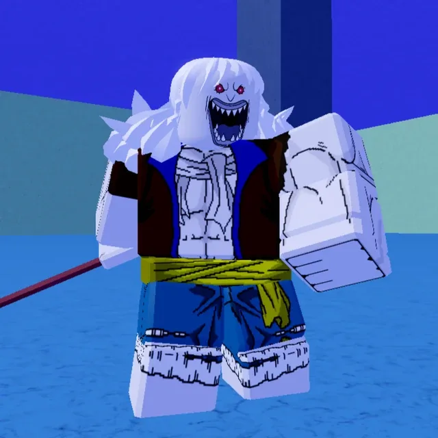 The Fishman Lord in his second form, white hair and no hat