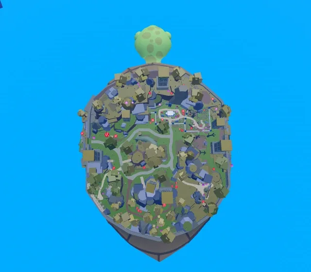 Aerial view of Floating Turtle, the largest island in the Third Sea.