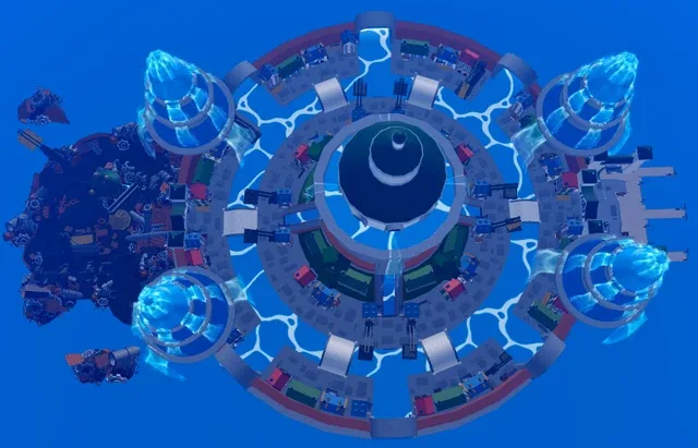 Fountain City seen from above after the Update 30 rework.
