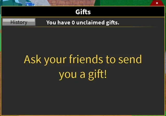 The new menu that displays the gifts you've received since Update 24.