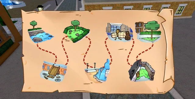 The treasure map once every piece is collected