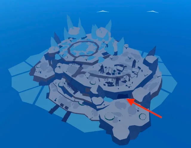 The entrance of Frozen Village's large cave
