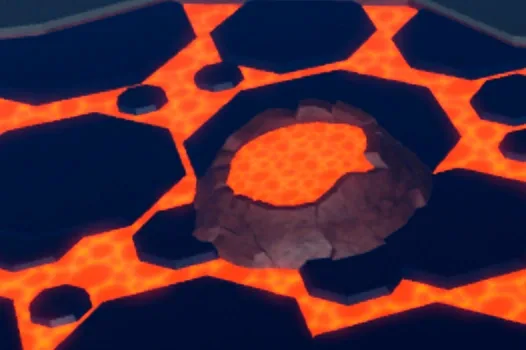The geyser in the middle of the lava lake