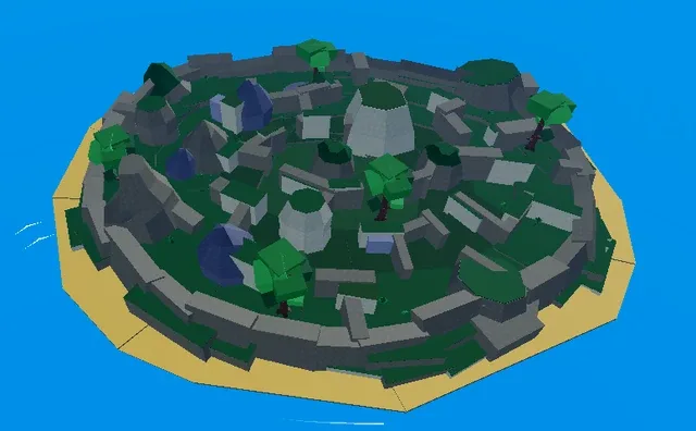 A clear view of Mirage Island, which can only be seen from afar.