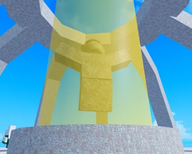 The Wenlocktoad Over Heaven statue, on island 5 of an Ice raid.