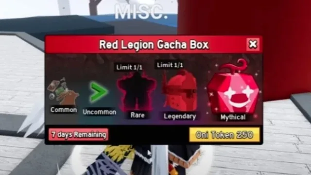Some of the rewards displayed in the Red Gacha Box.