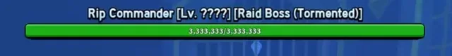 Rip Commander's boss bar after reviving as a Tormented Boss, with its 3,333,333 HP
