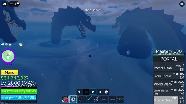 Three Sea Beasts spawned naturally at once, a very rare occurrence.