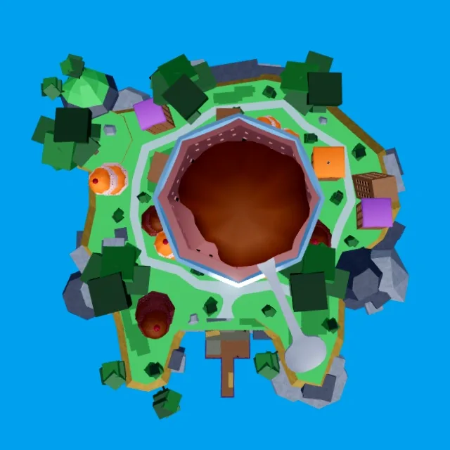 Ice Cream Land, with the roof hiding a Diamond Chest near the Cake Queen's castle.