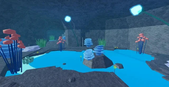 Inside the Sealed Cavern, where the Sharkman Master is found.