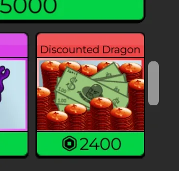 The Discounted Dragon, a Shop visual bug that could never be bought or gifted.