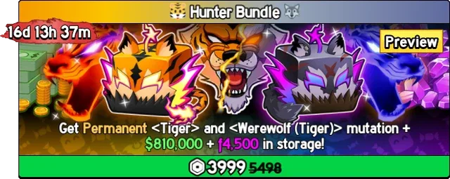 The Hunter Bundle, still accessible through the Tiger fruit page in the Shop.
