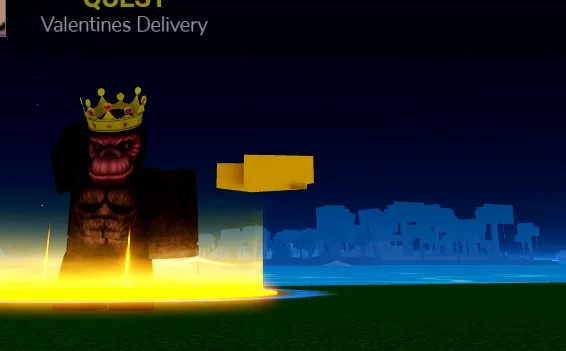 The Gorilla King disguised as an NPC for the Valentines Delivery event.