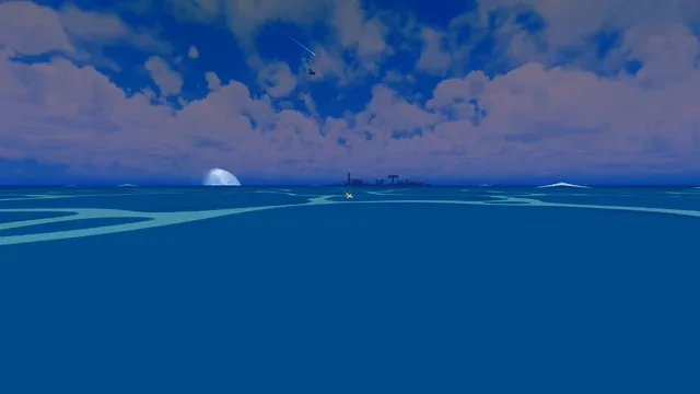 The shadow of Mini Sky Island glimpsed in the sky while the game loads.
