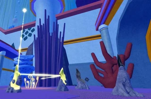 The crystals to turn, to the right of the castle