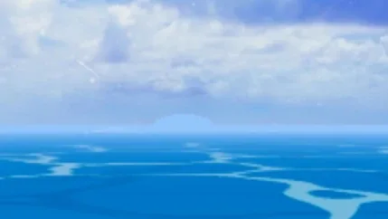 The dome seen from Whirlpool, looking like a round island sitting on the water.
